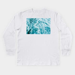 Whitewater River Rapids Green Abstract Kids Long Sleeve T-Shirt